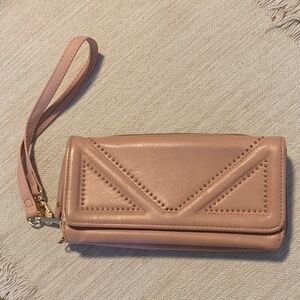 Elegant Pink w/gold studded design Wristlet Clutch